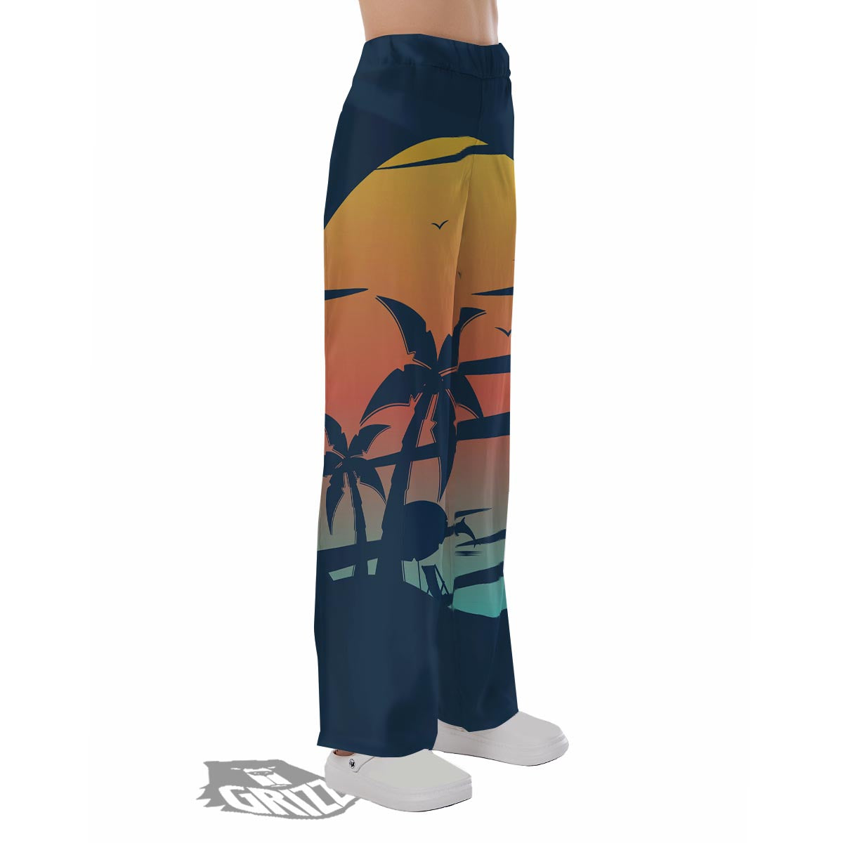 Sunset Beach Tropical Print Pajama Pants-grizzshop