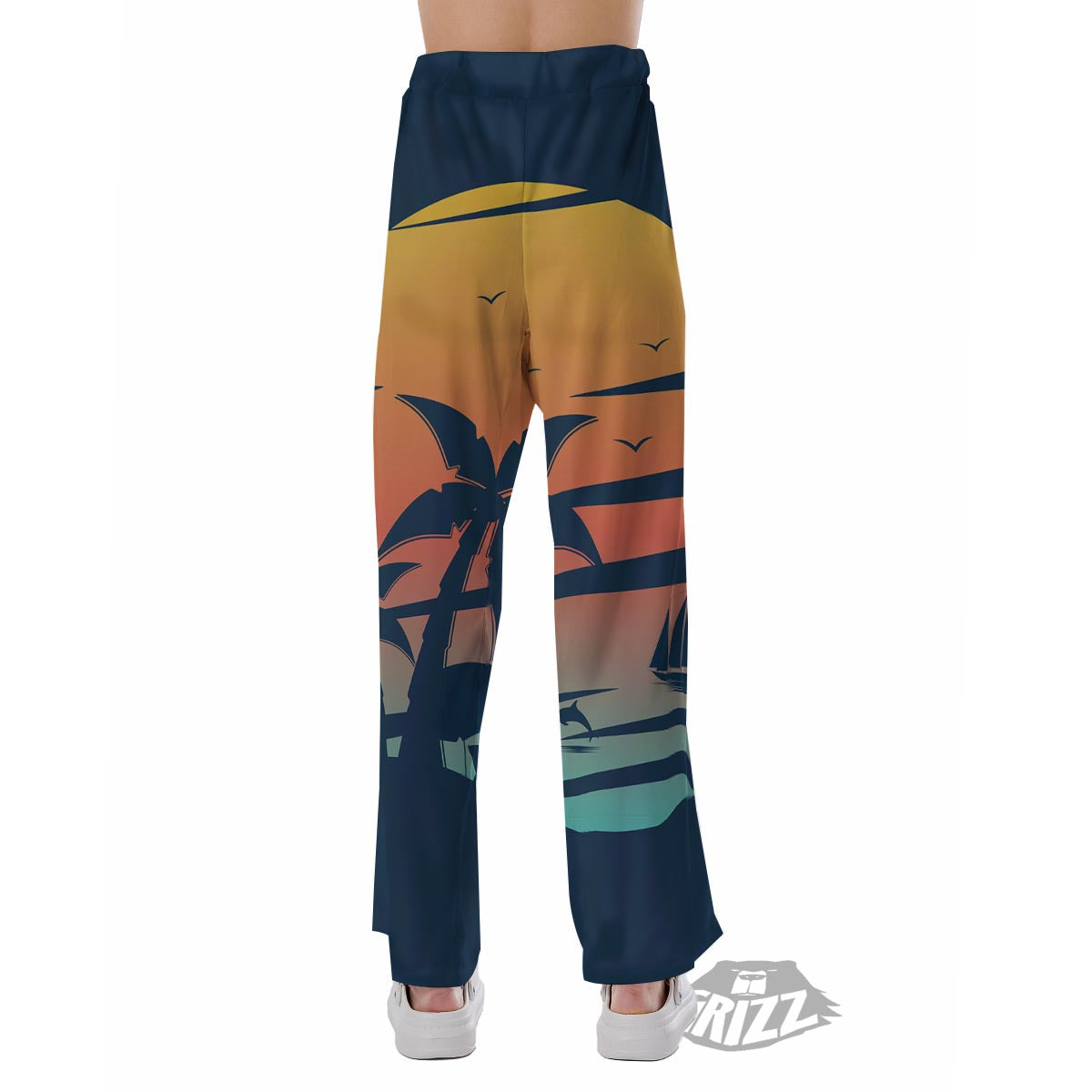 Sunset Beach Tropical Print Pajama Pants-grizzshop