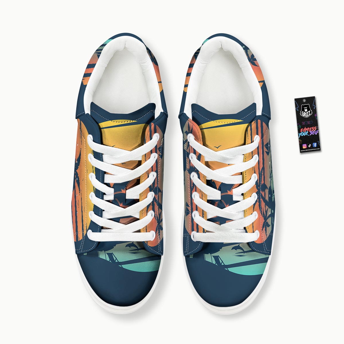 Sunset Beach Tropical Print Platform Shoes-grizzshop