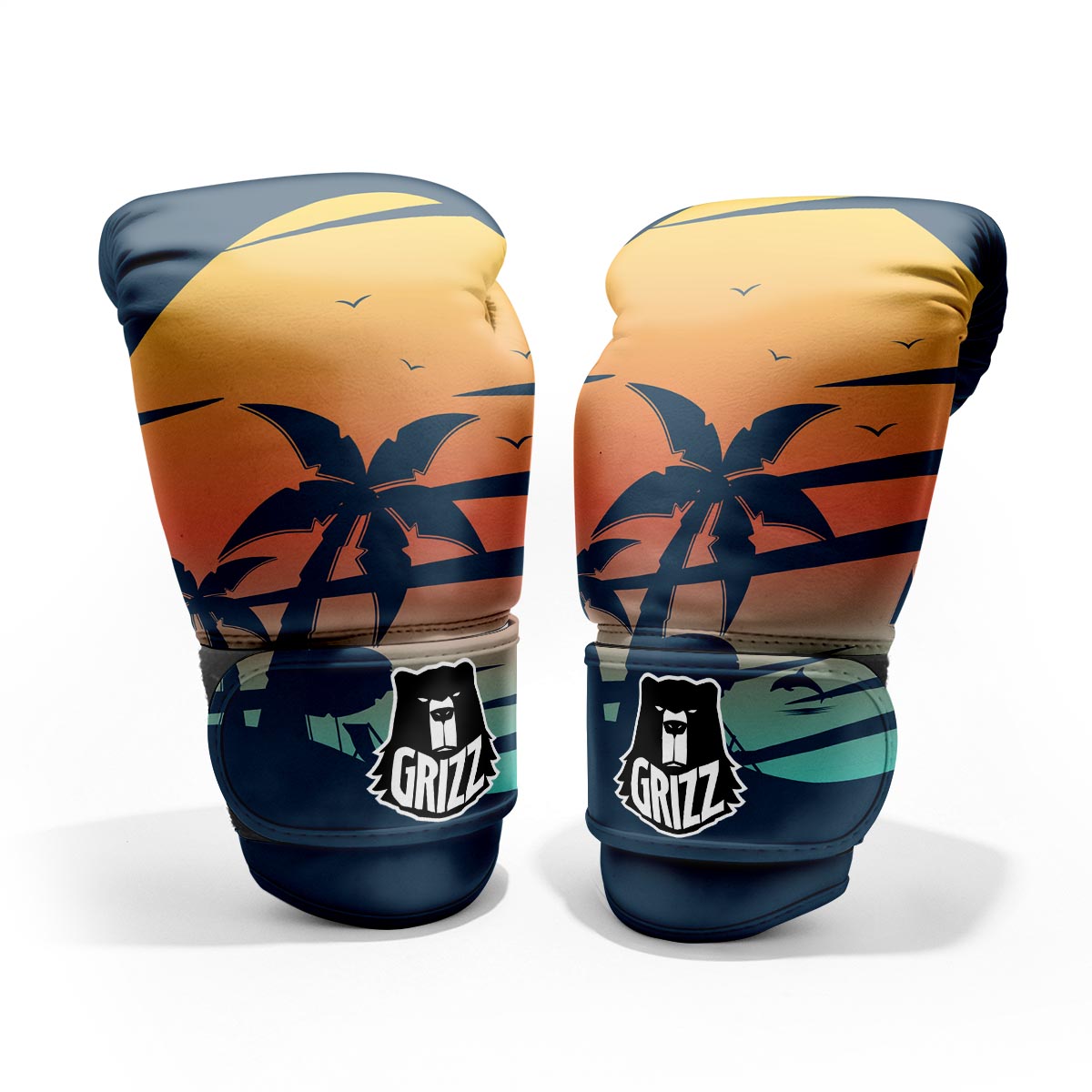 Sunset Beach Tropical Print Pro Boxing Glove