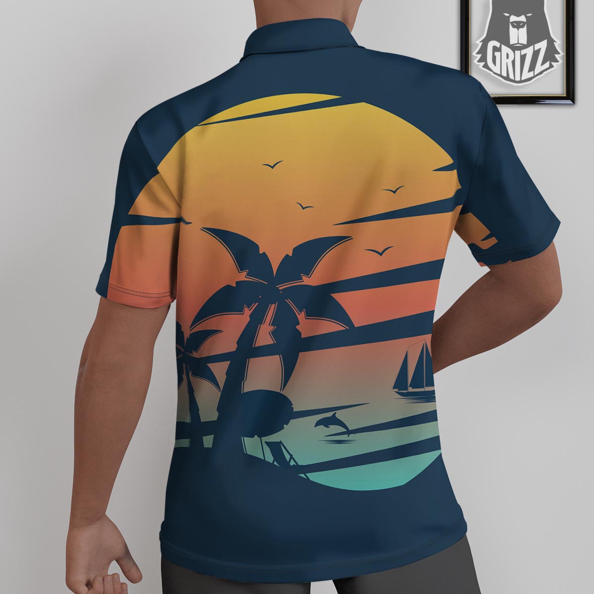 Sunset Beach Tropical Print Untucked Shirts-grizzshop