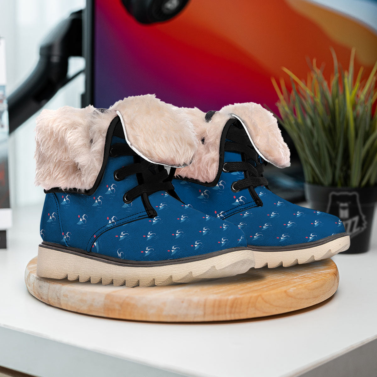 Sunset Japanese Print Pattern Snow Boots-grizzshop