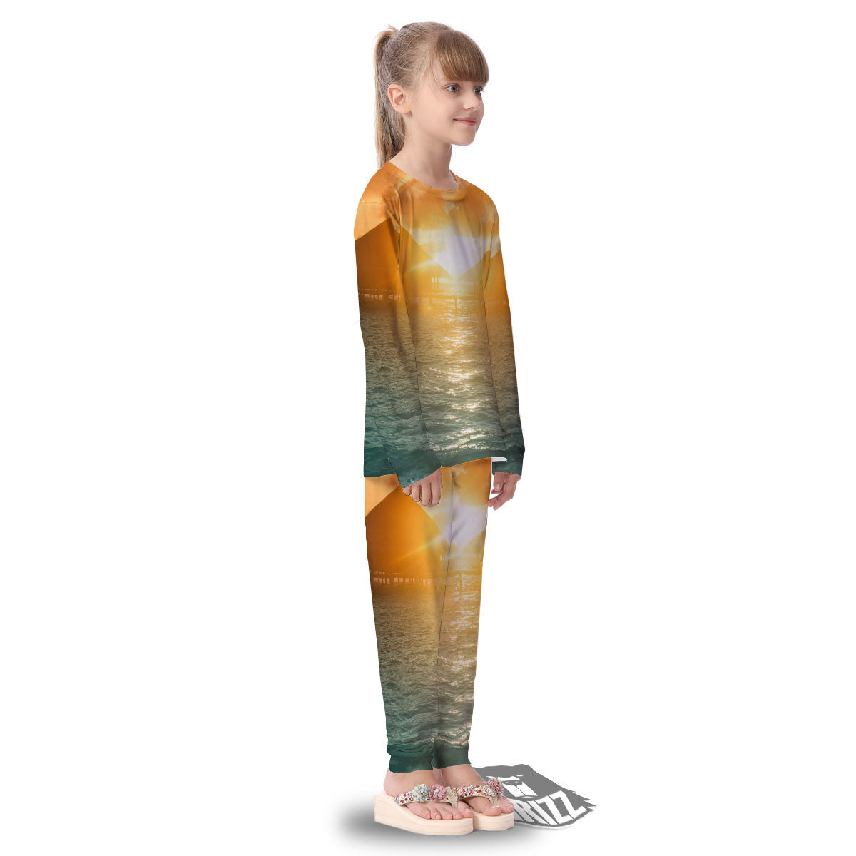 Sunset Maldives Print Kid's Pajamas-grizzshop