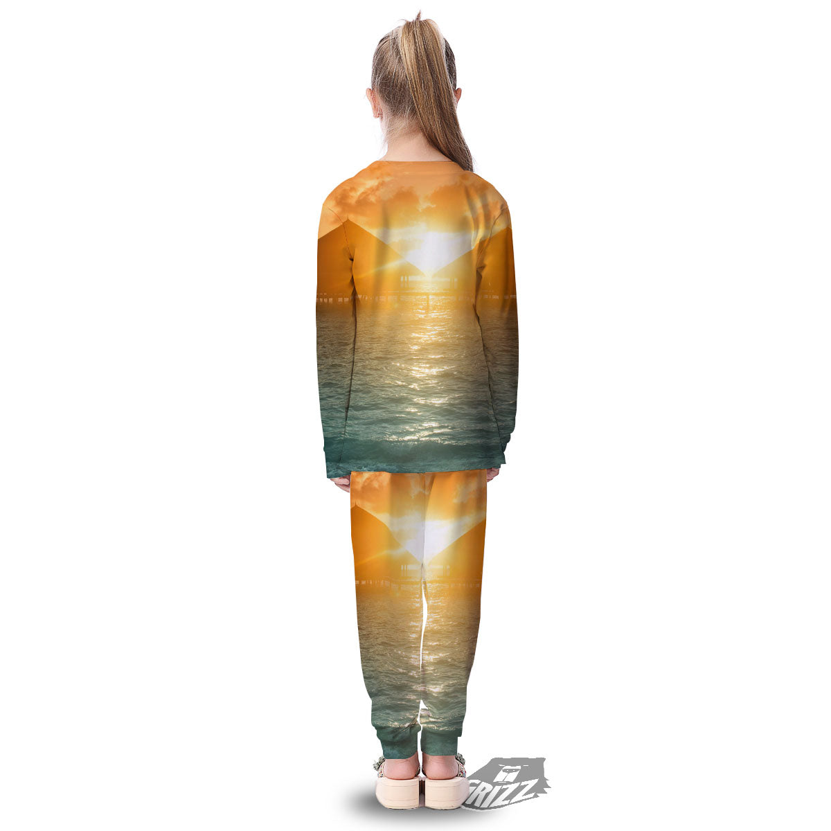 Sunset Maldives Print Kid's Pajamas-grizzshop