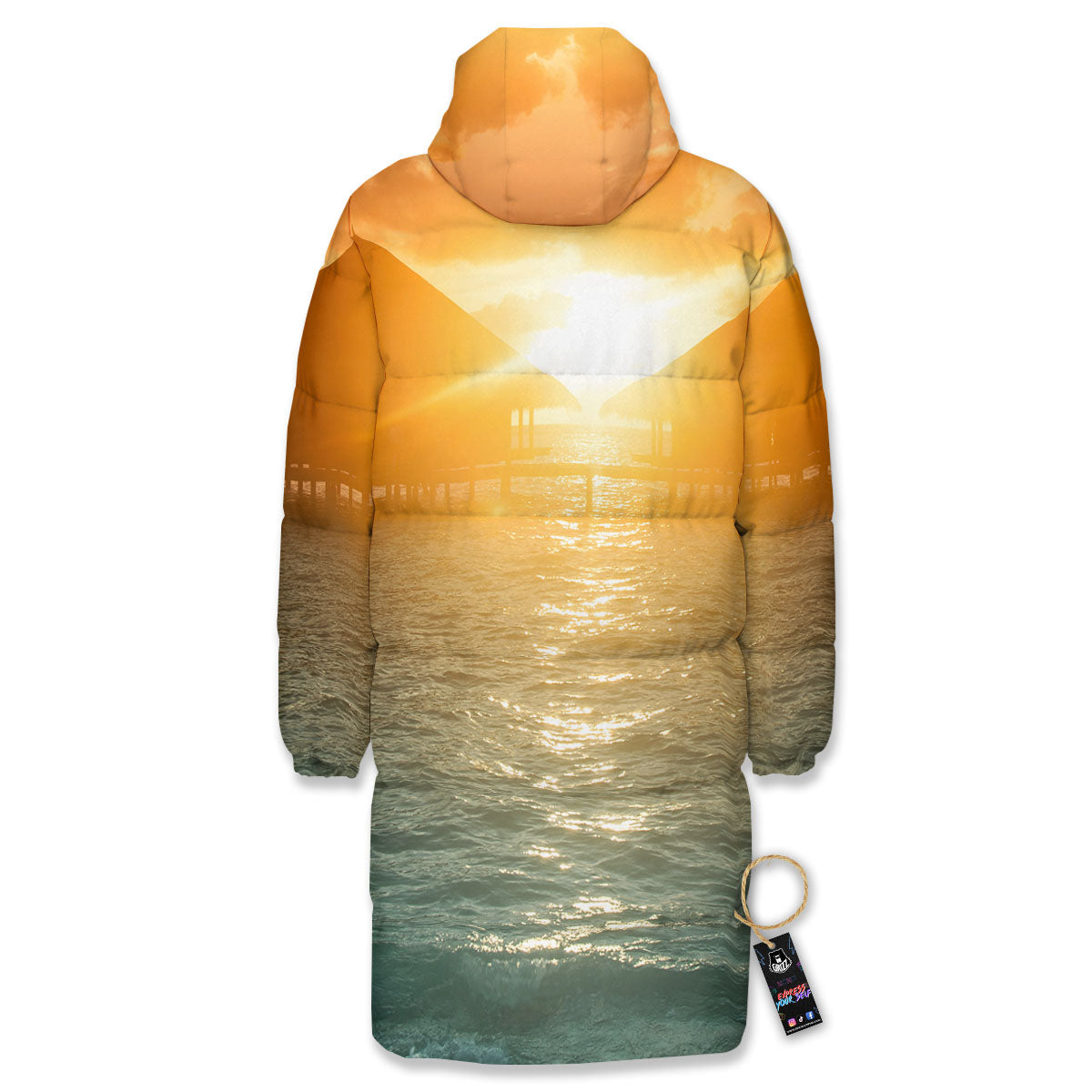 Sunset Maldives Print Long Down Jacket-grizzshop