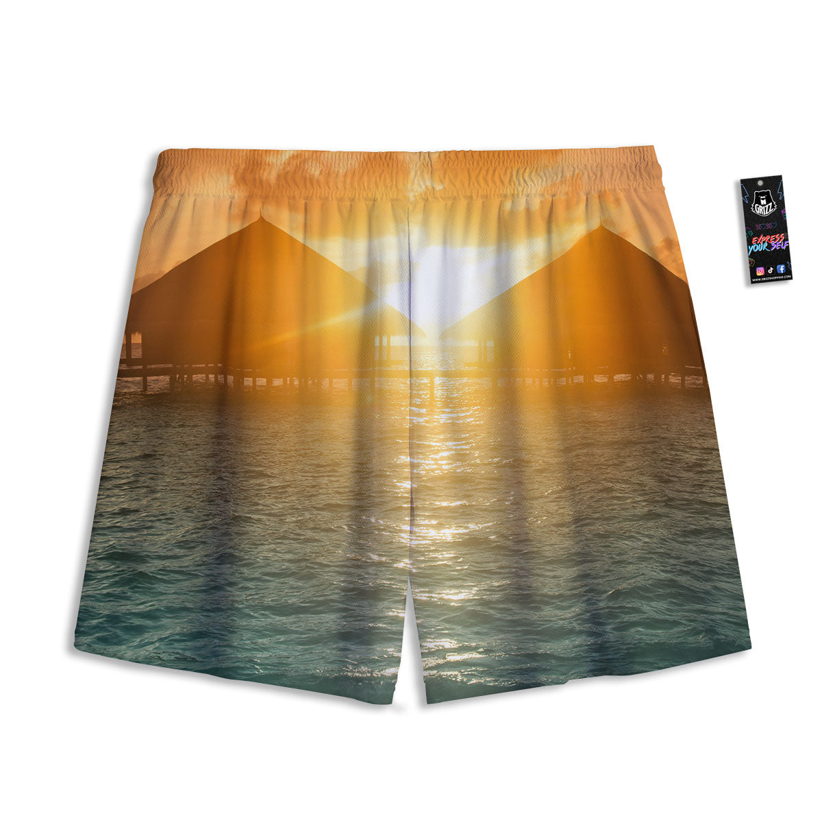 Sunset Maldives Print Mesh Shorts