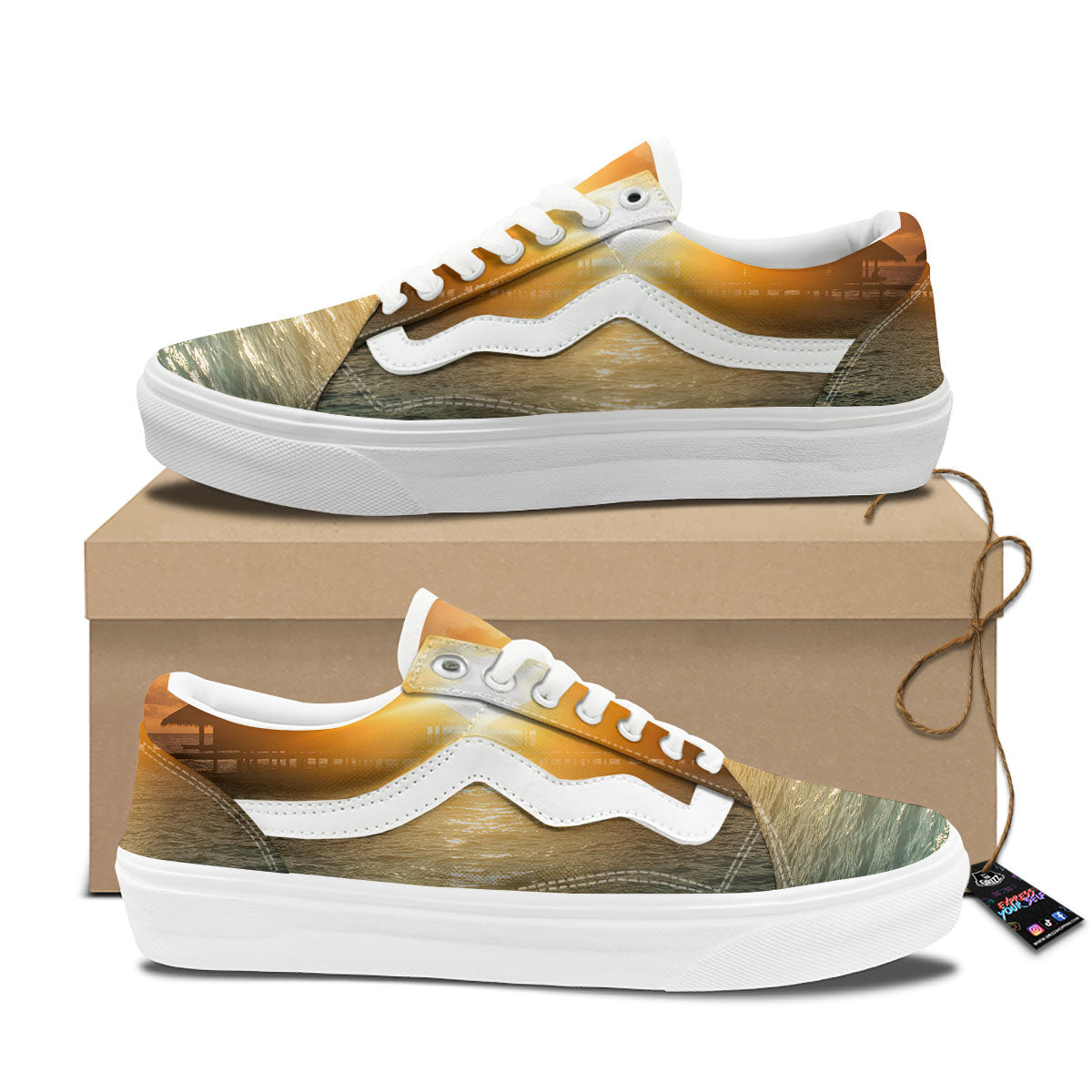 Sunset Maldives Print Skate Shoes-grizzshop