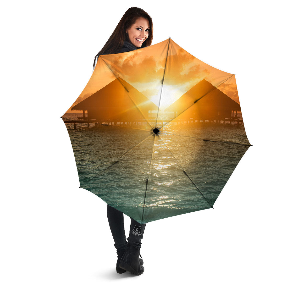 Sunset Maldives Print Umbrella-grizzshop