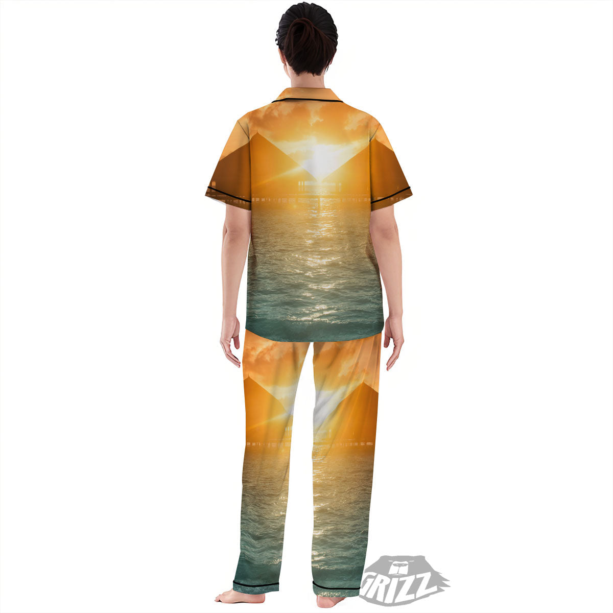 Sunset Maldives Print Women's Pajamas Set-grizzshop
