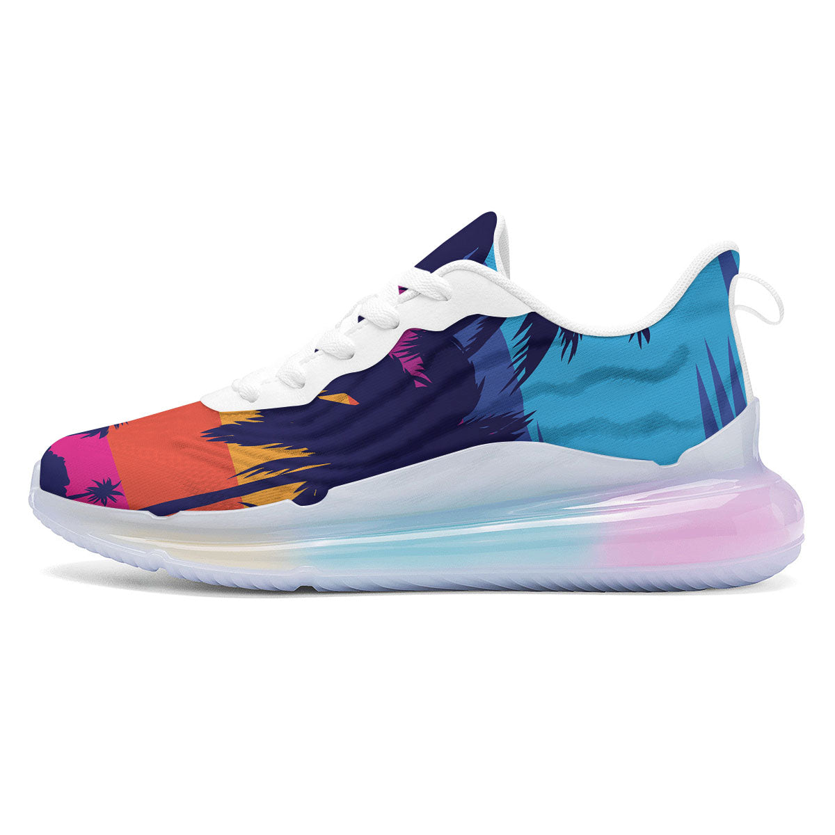 Sunset On The Beach And Palm Trees Print Running Sneakers-grizzshop