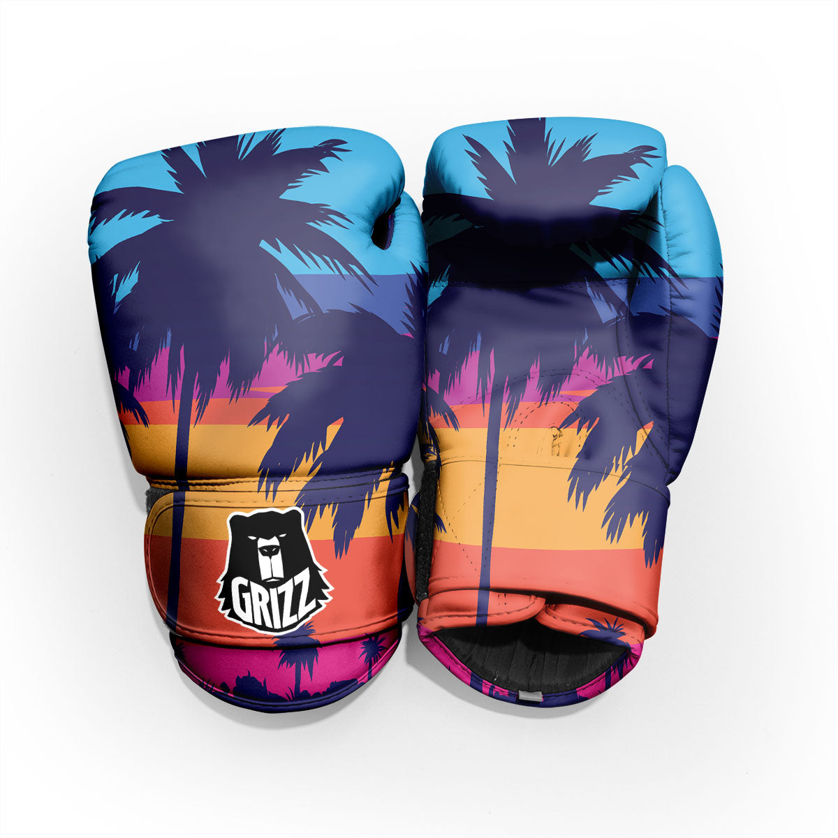 Sunset On The Beach And Palm Trees Print Pro Boxing Glove