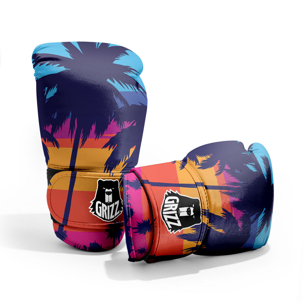 Sunset On The Beach And Palm Trees Print Pro Boxing Glove