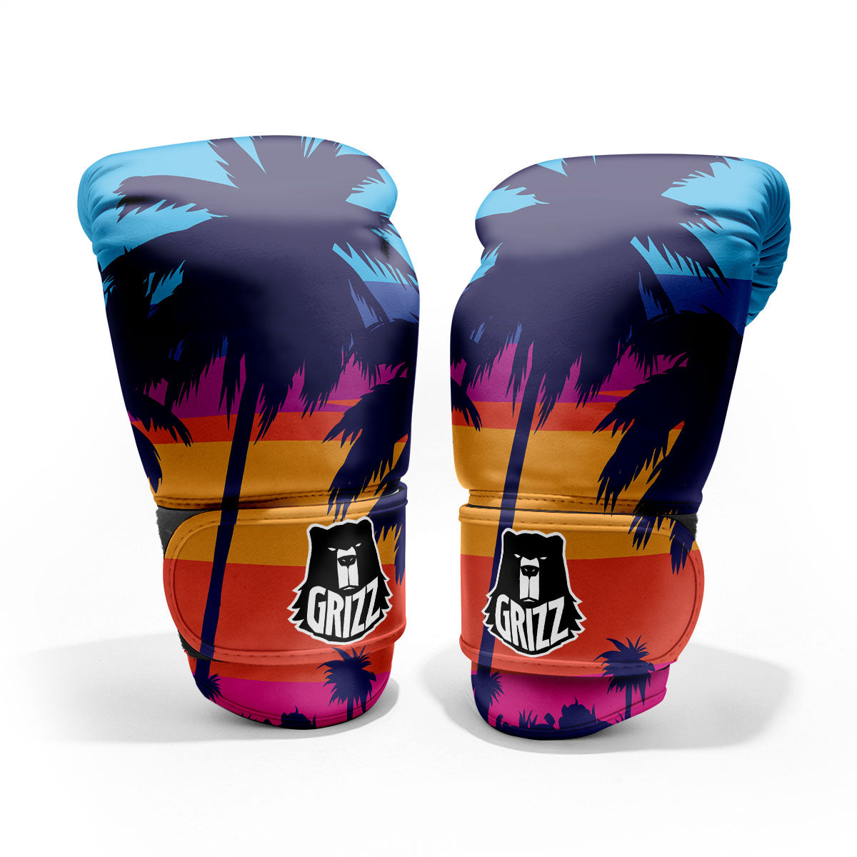 Sunset On The Beach And Palm Trees Print Pro Boxing Glove