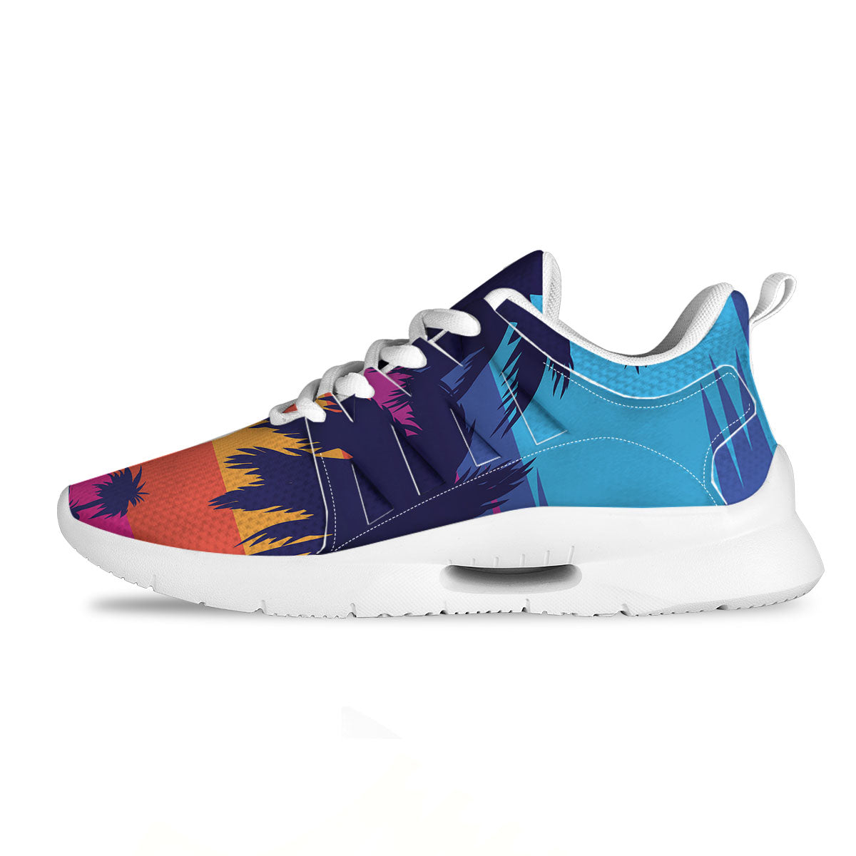Sunset On The Beach And Palm Trees Print Tennis Shoes-grizzshop