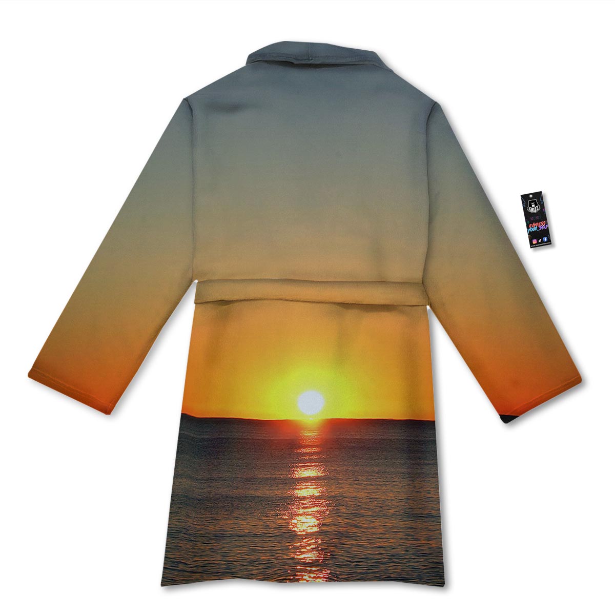 Sunset Over Sea Print Bathrobe-grizzshop