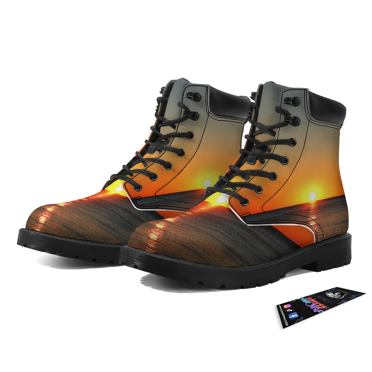 Sunset Over Sea Print Boots-grizzshop