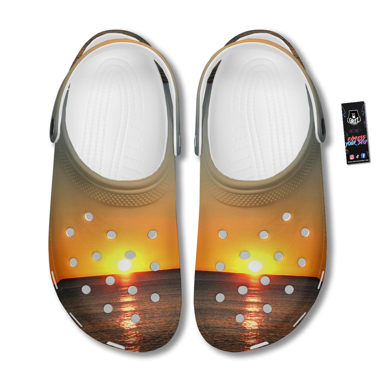 Sunset Over Sea Print Clog-grizzshop