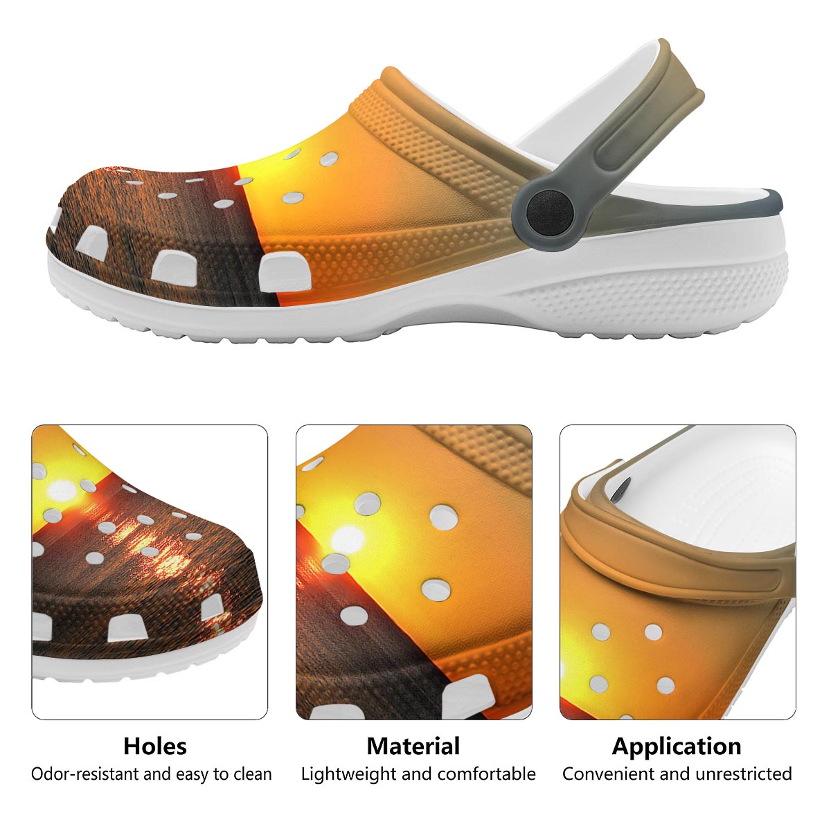 Sunset Over Sea Print Clog-grizzshop