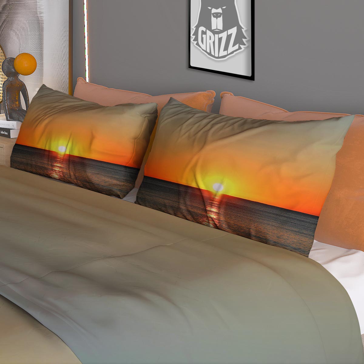 Sunset Over Sea Print Duvet Cover Bedding Set