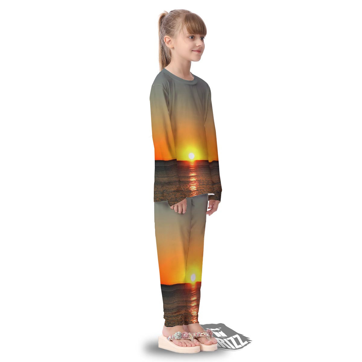 Sunset Over Sea Print Kid's Pajamas-grizzshop