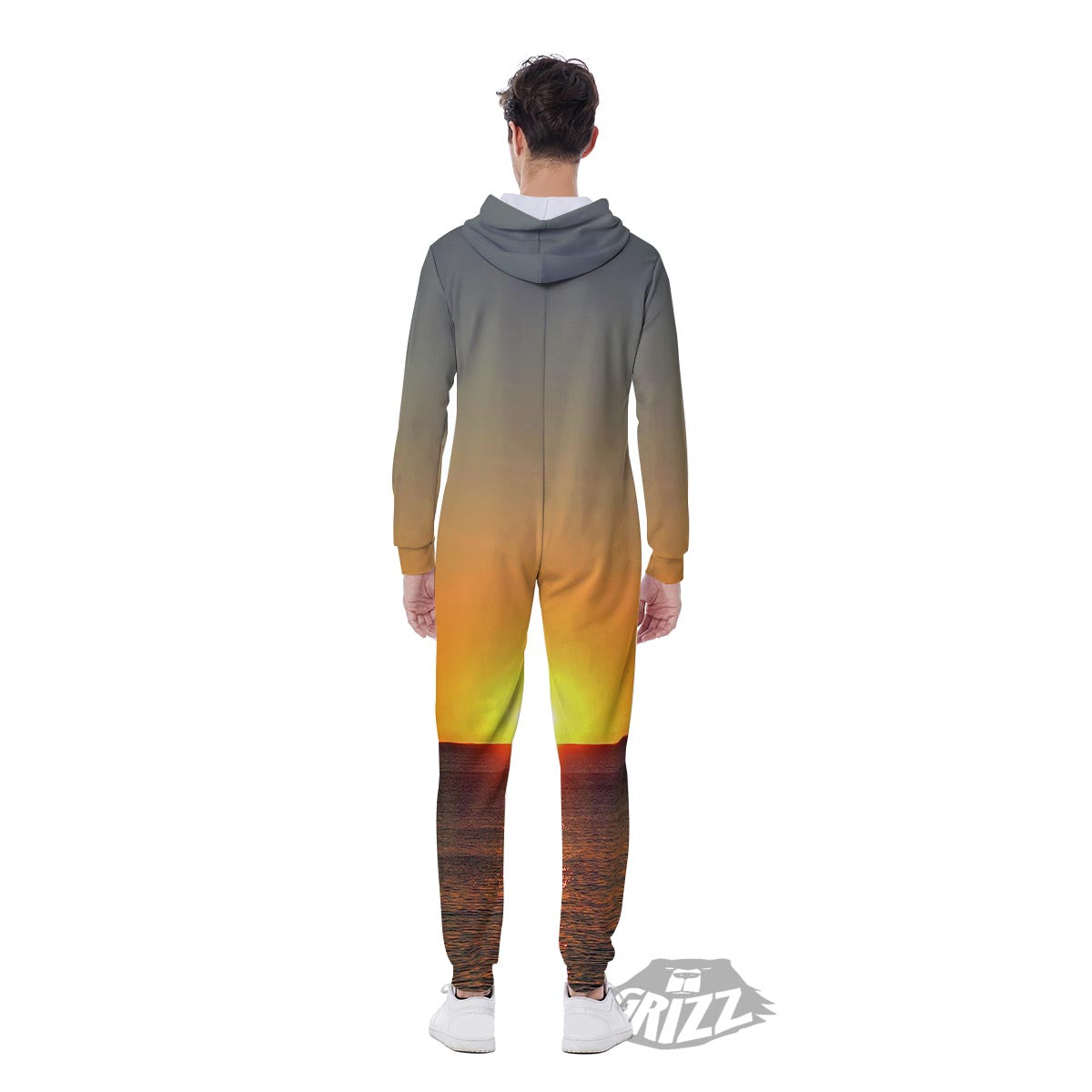Sunset Over Sea Print Men's Jumpsuit-grizzshop
