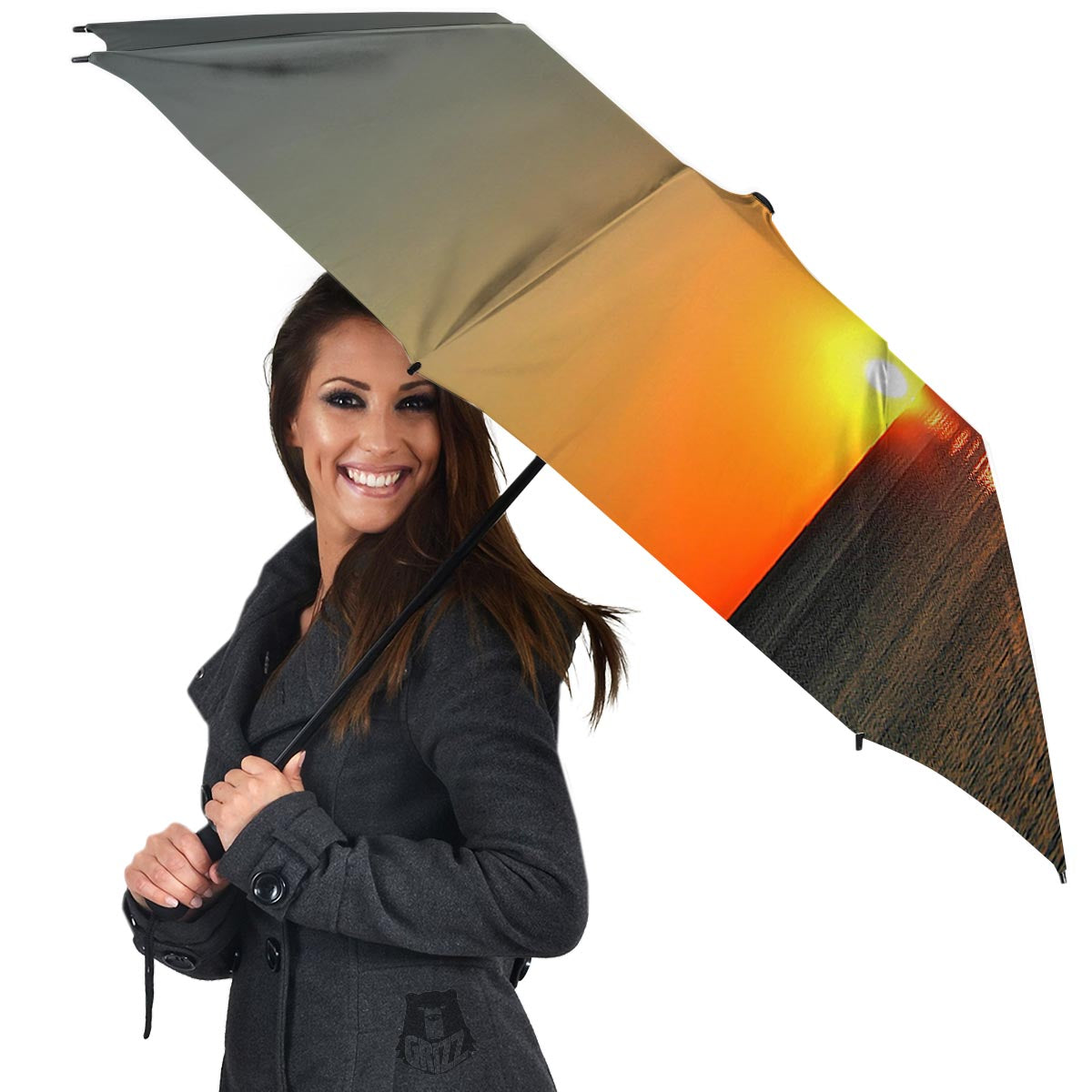 Sunset Over Sea Print Umbrella-grizzshop