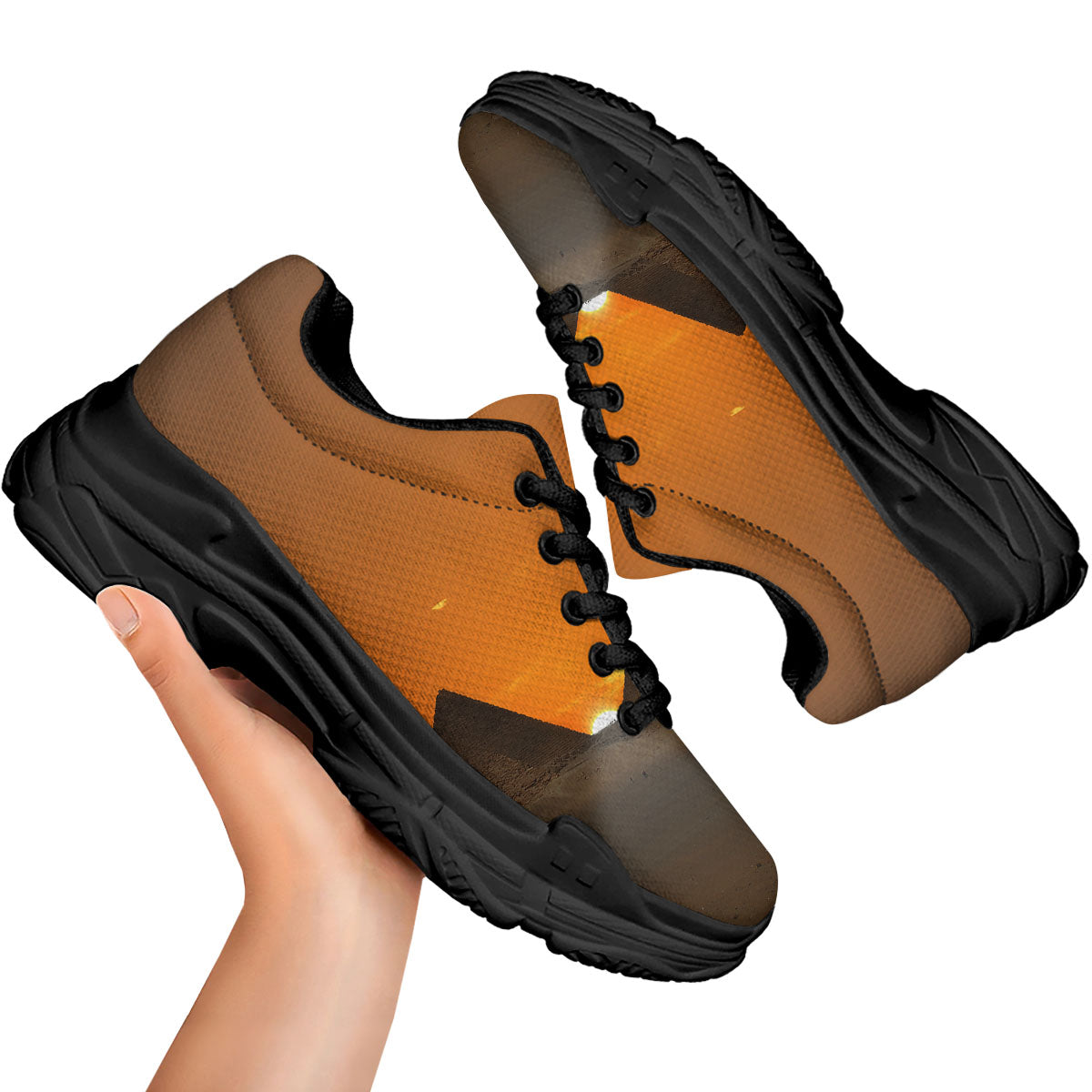 Sunset Pyramid Print Black Chunky Shoes-grizzshop