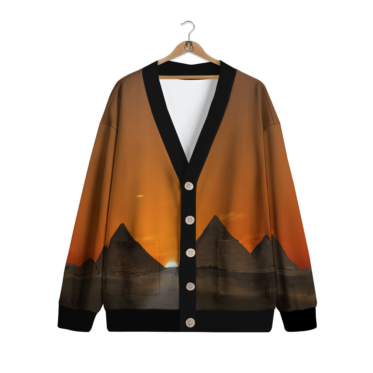 Sunset Pyramid Print Cardigan-grizzshop