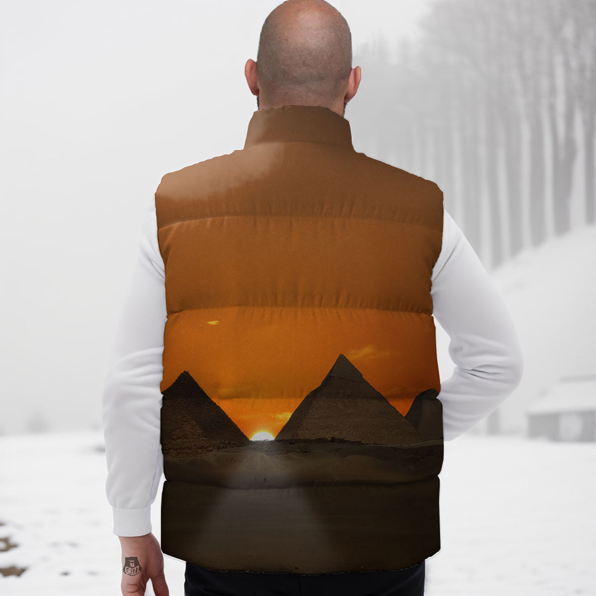 Sunset Pyramid Print Down Vest-grizzshop