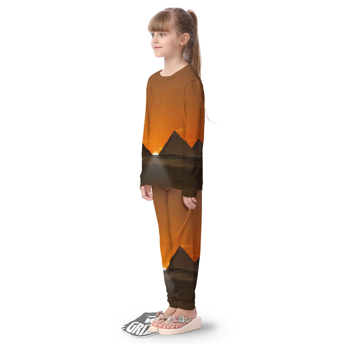 Sunset Pyramid Print Kid's Pajamas-grizzshop