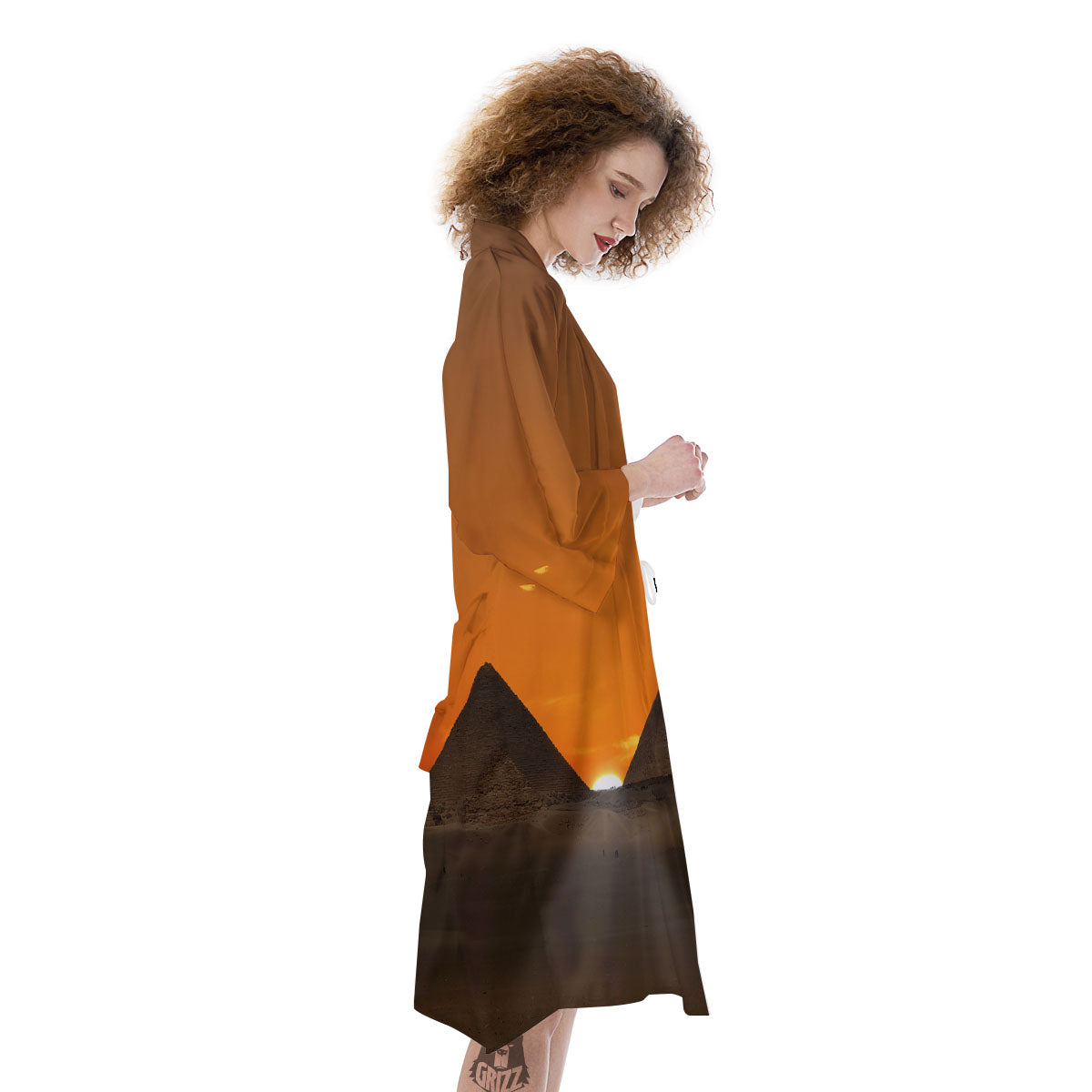 Sunset Pyramid Print Kimono-grizzshop