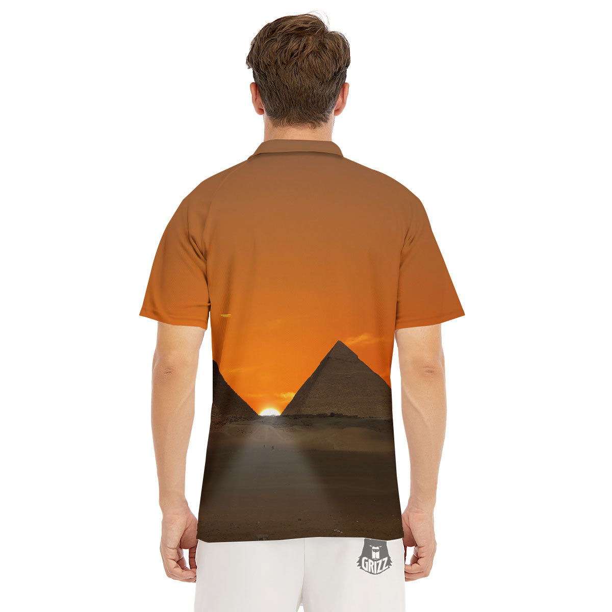 Sunset Pyramid Print Men's Golf Shirts-grizzshop