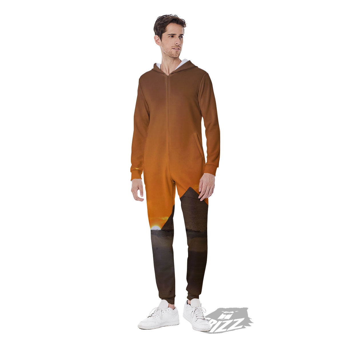 Sunset Pyramid Print Men's Jumpsuit-grizzshop