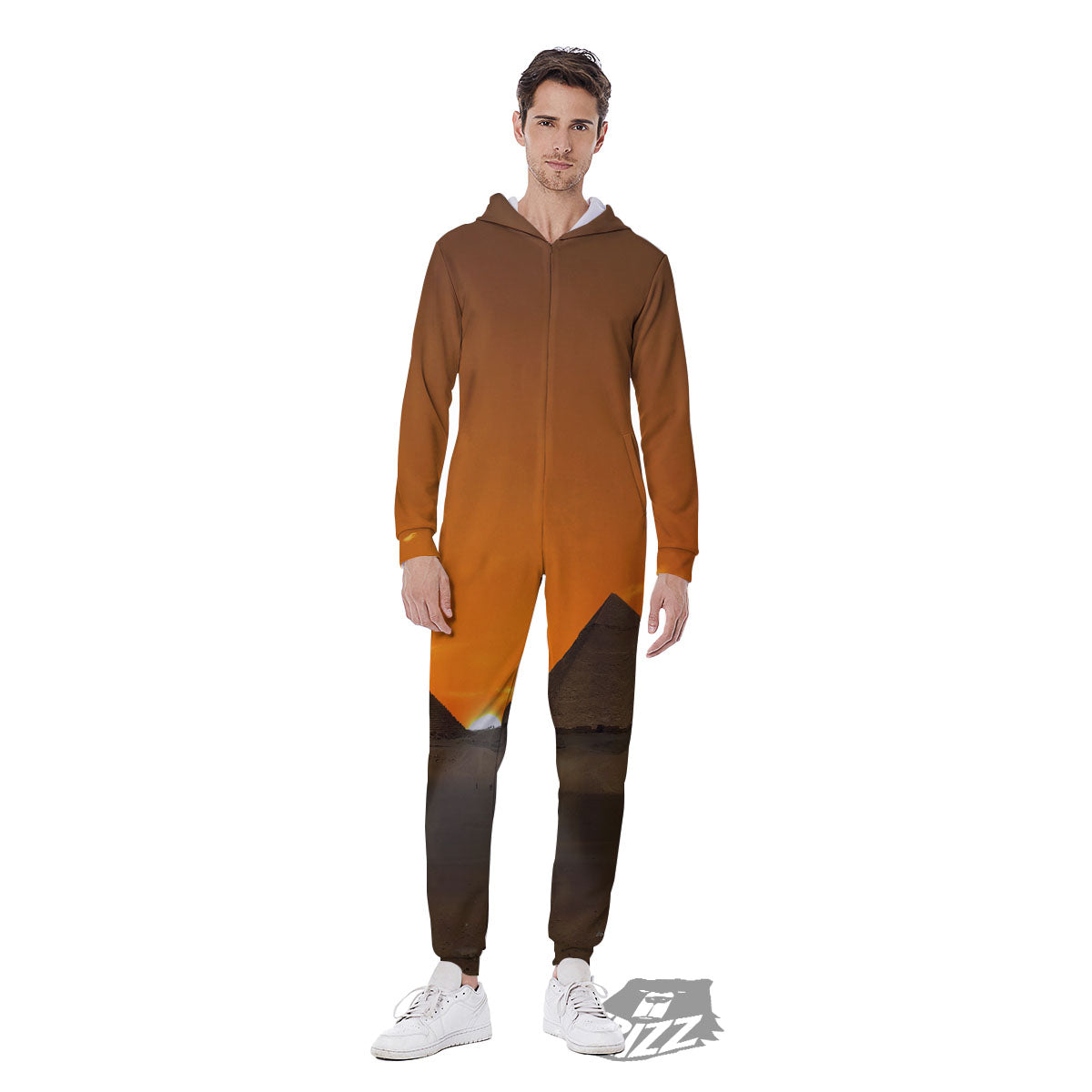 Sunset Pyramid Print Men's Jumpsuit-grizzshop