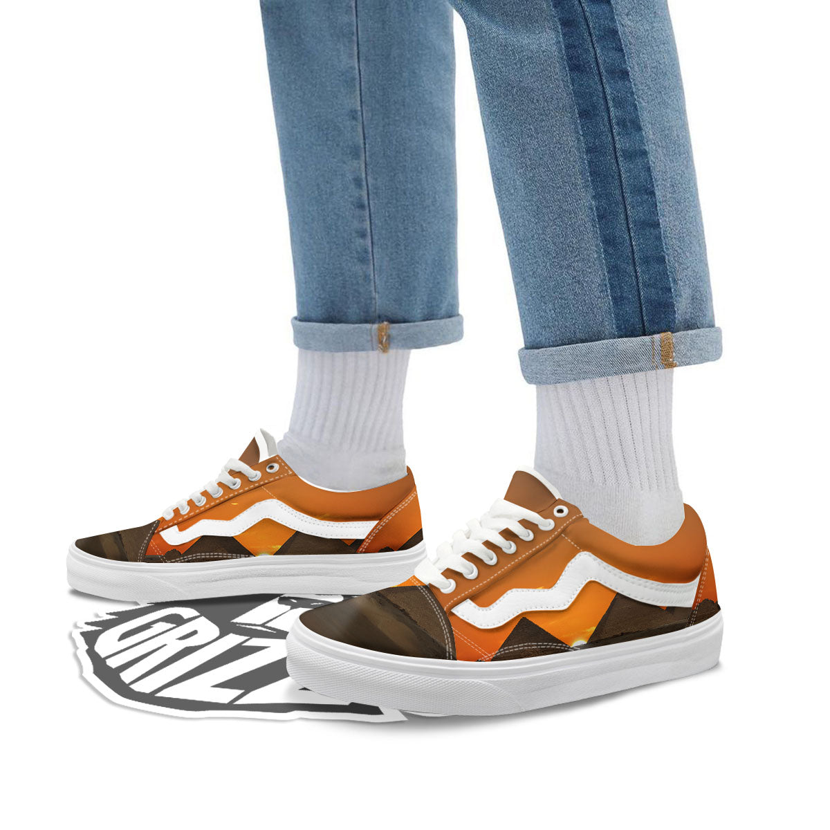 Sunset Pyramid Print Skate Shoes-grizzshop