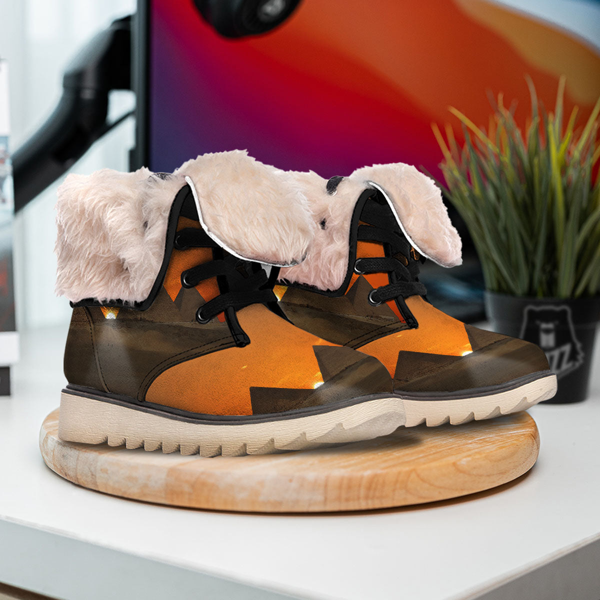 Sunset Pyramid Print Snow Boots-grizzshop