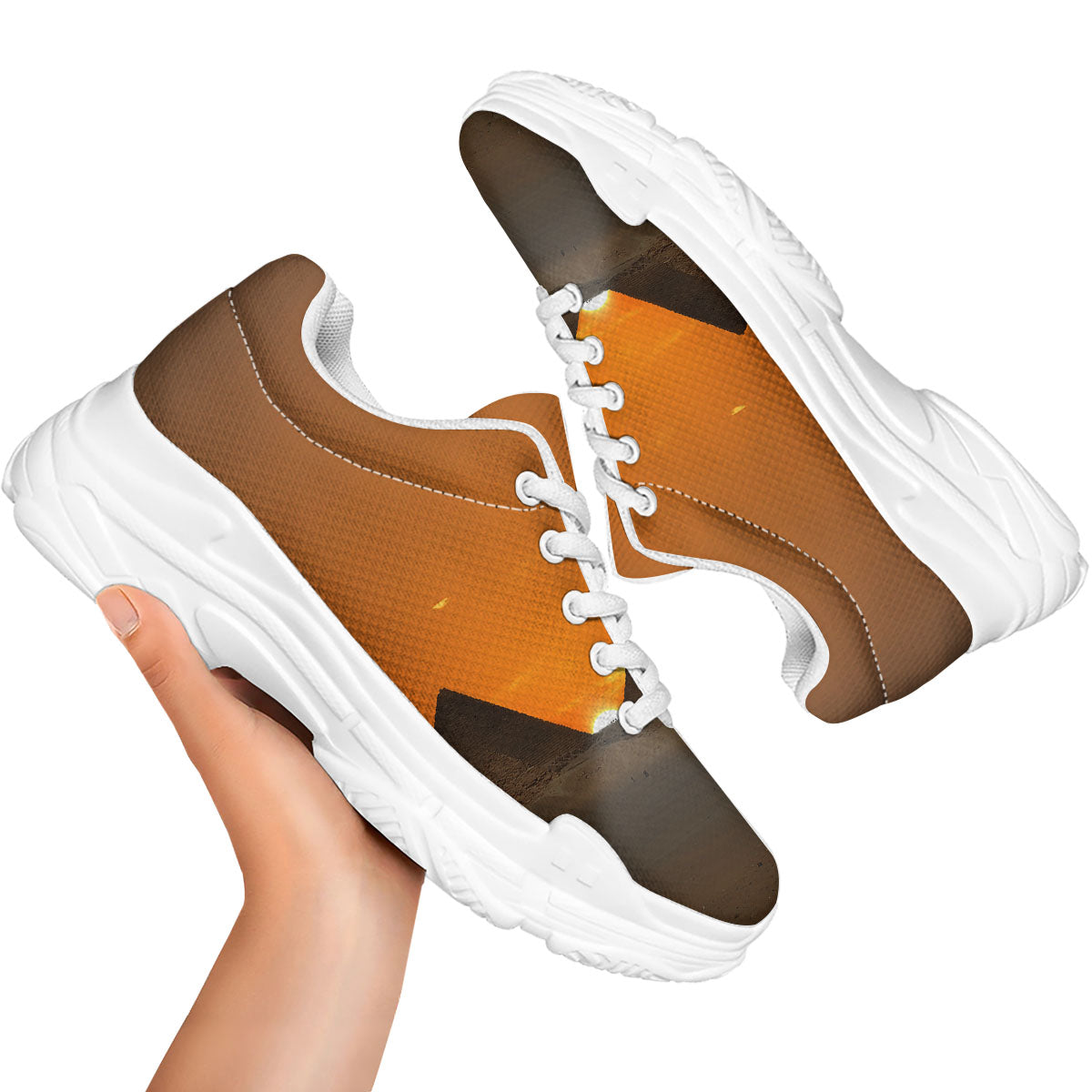 Sunset Pyramid Print White Chunky Shoes-grizzshop