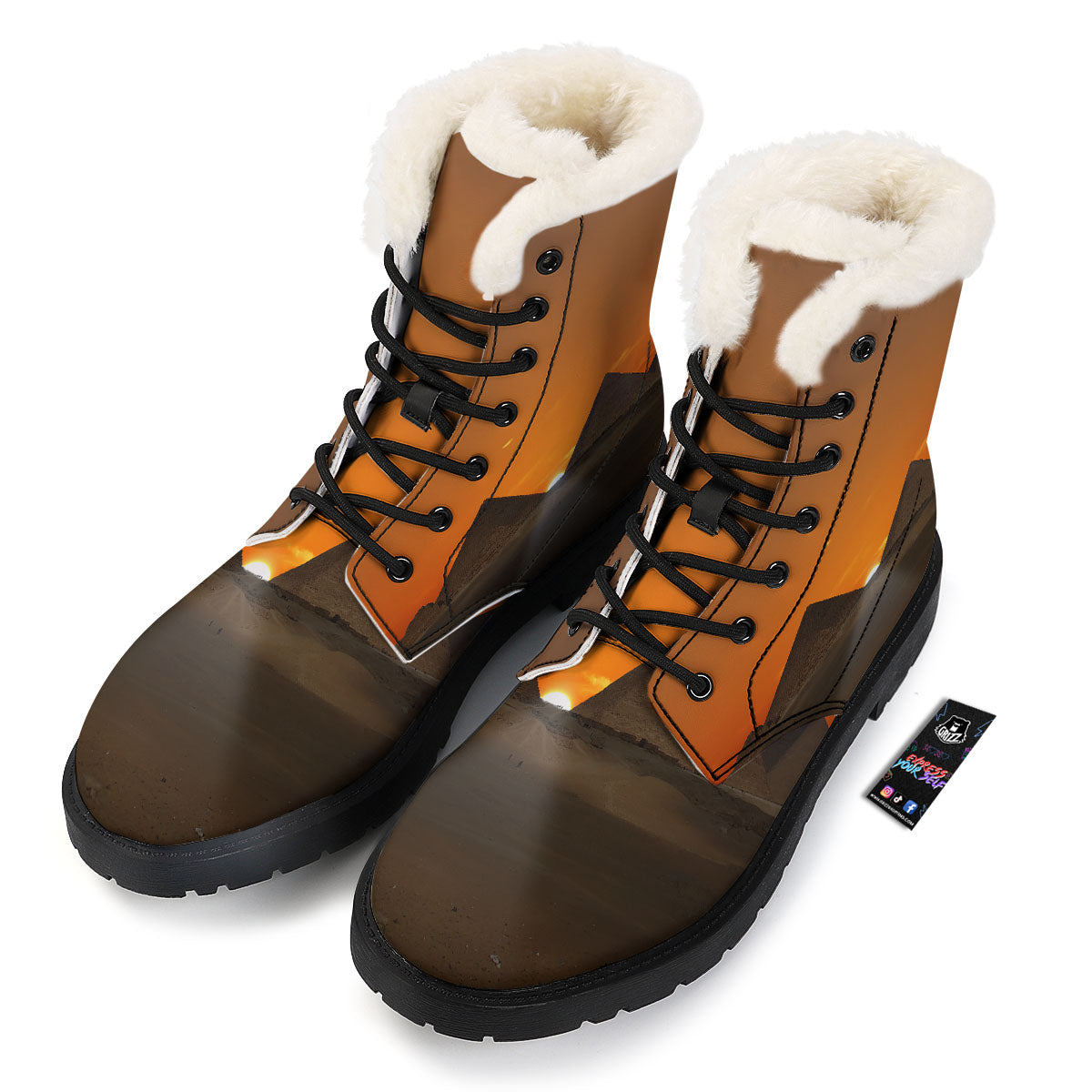 Sunset Pyramid Print Winter Boots-grizzshop