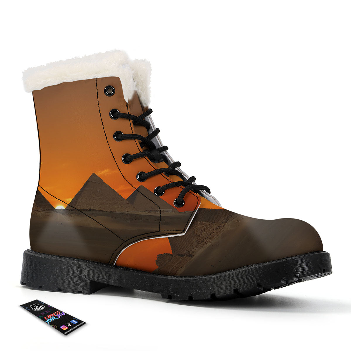 Sunset Pyramid Print Winter Boots-grizzshop