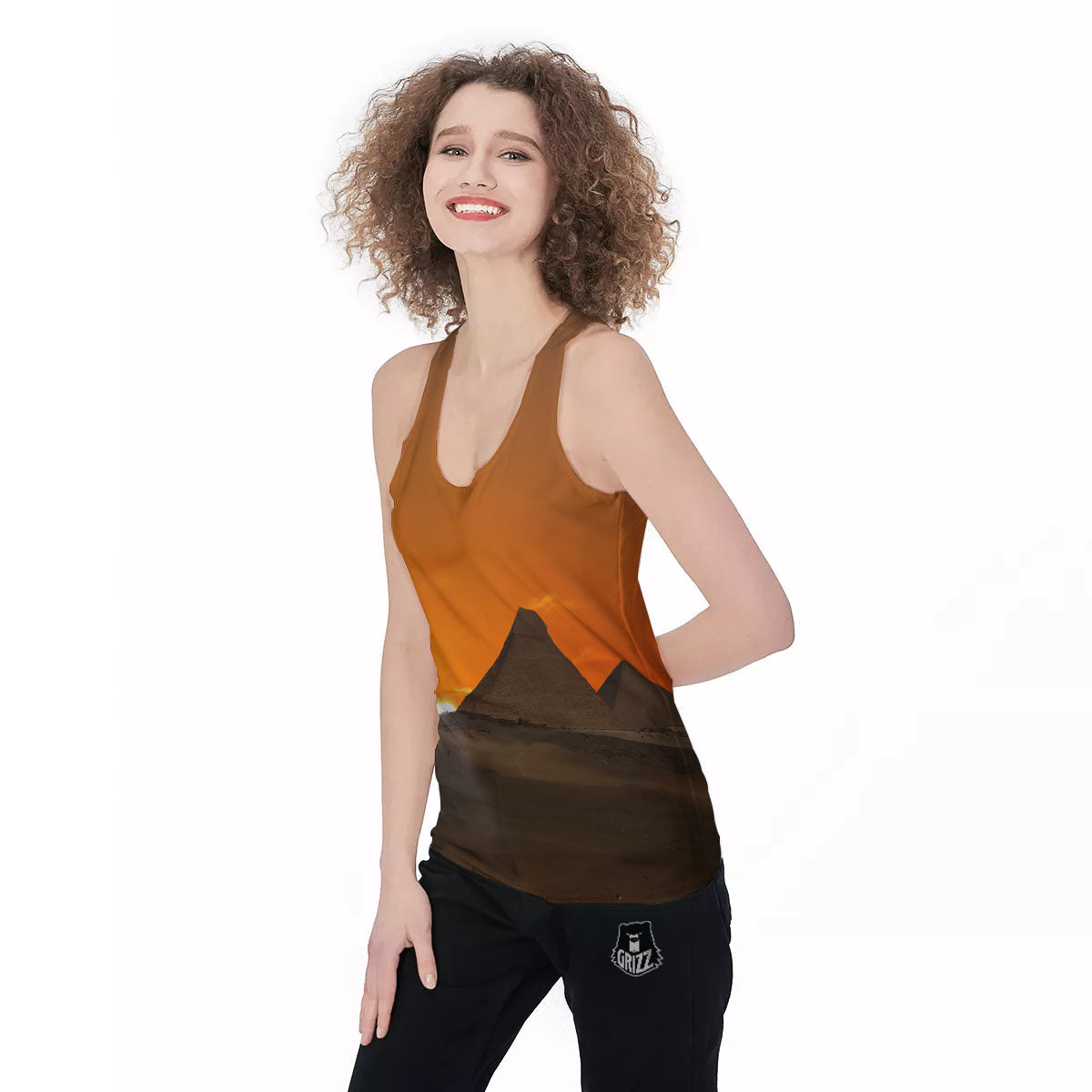 Sunset Pyramid Print Women's Racerback Tank Top-grizzshop