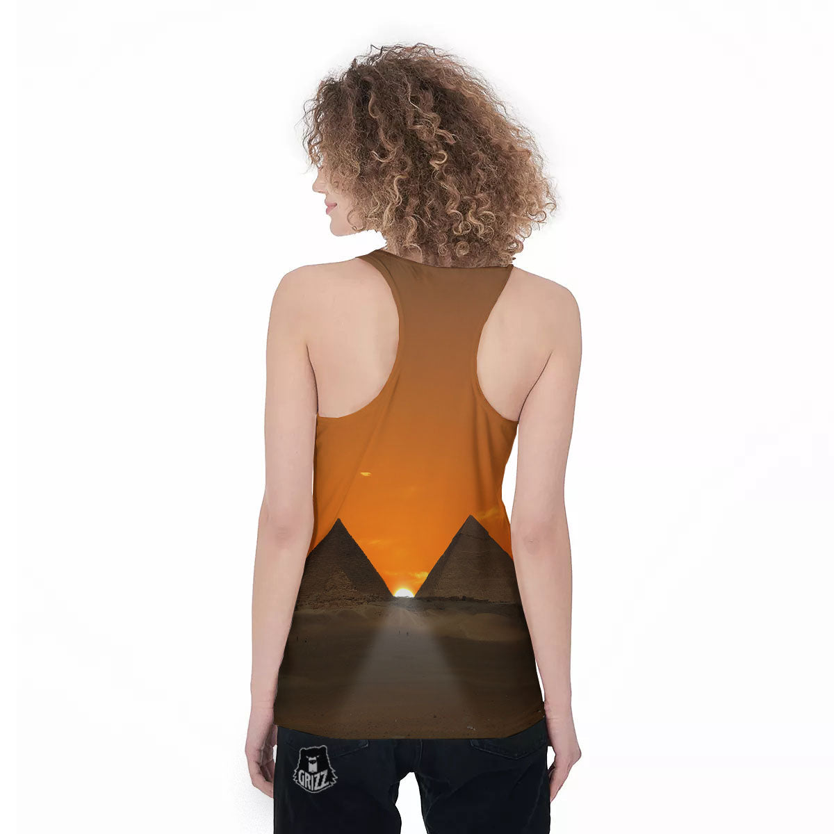 Sunset Pyramid Print Women's Racerback Tank Top-grizzshop