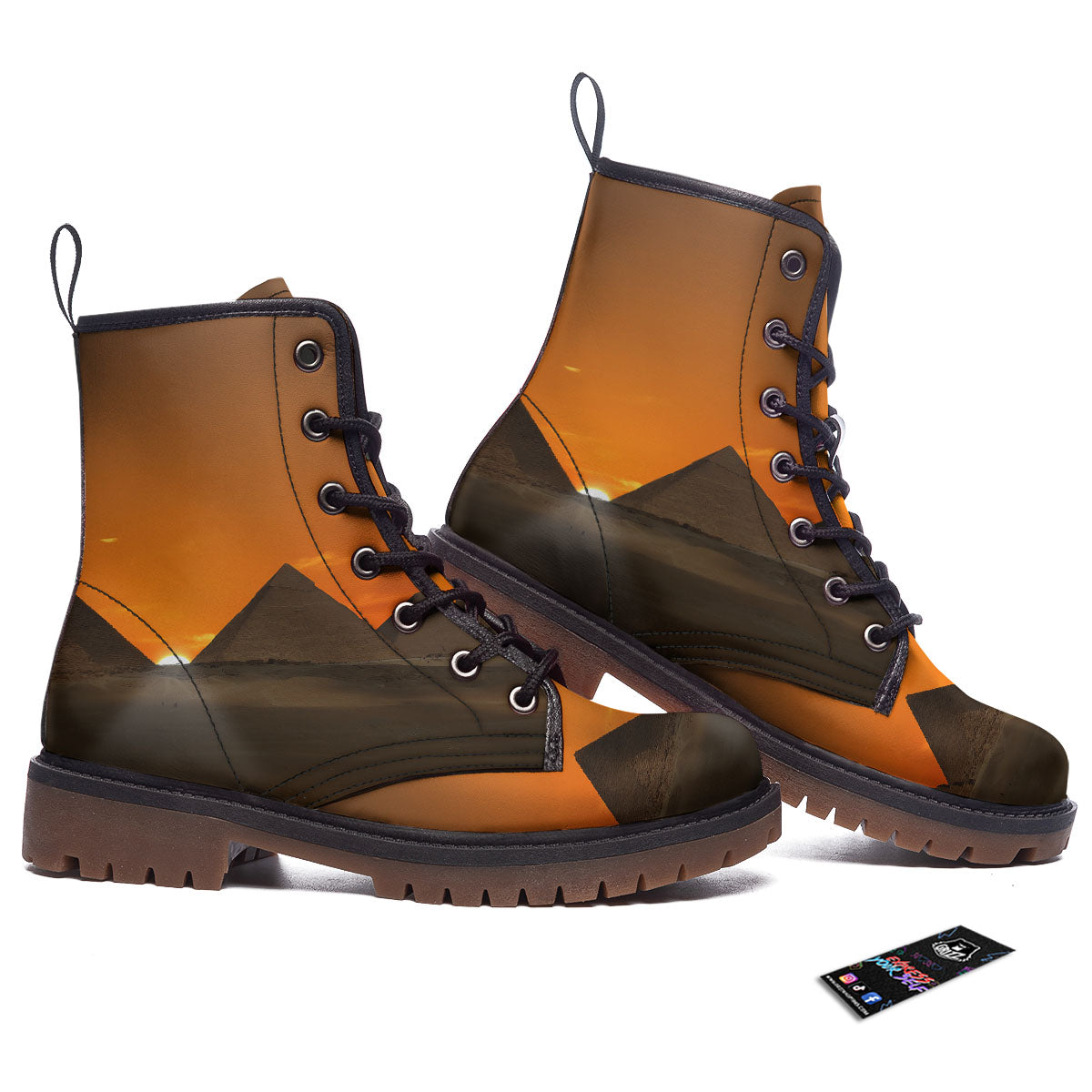 Sunset Pyramid Print Work Boots-grizzshop