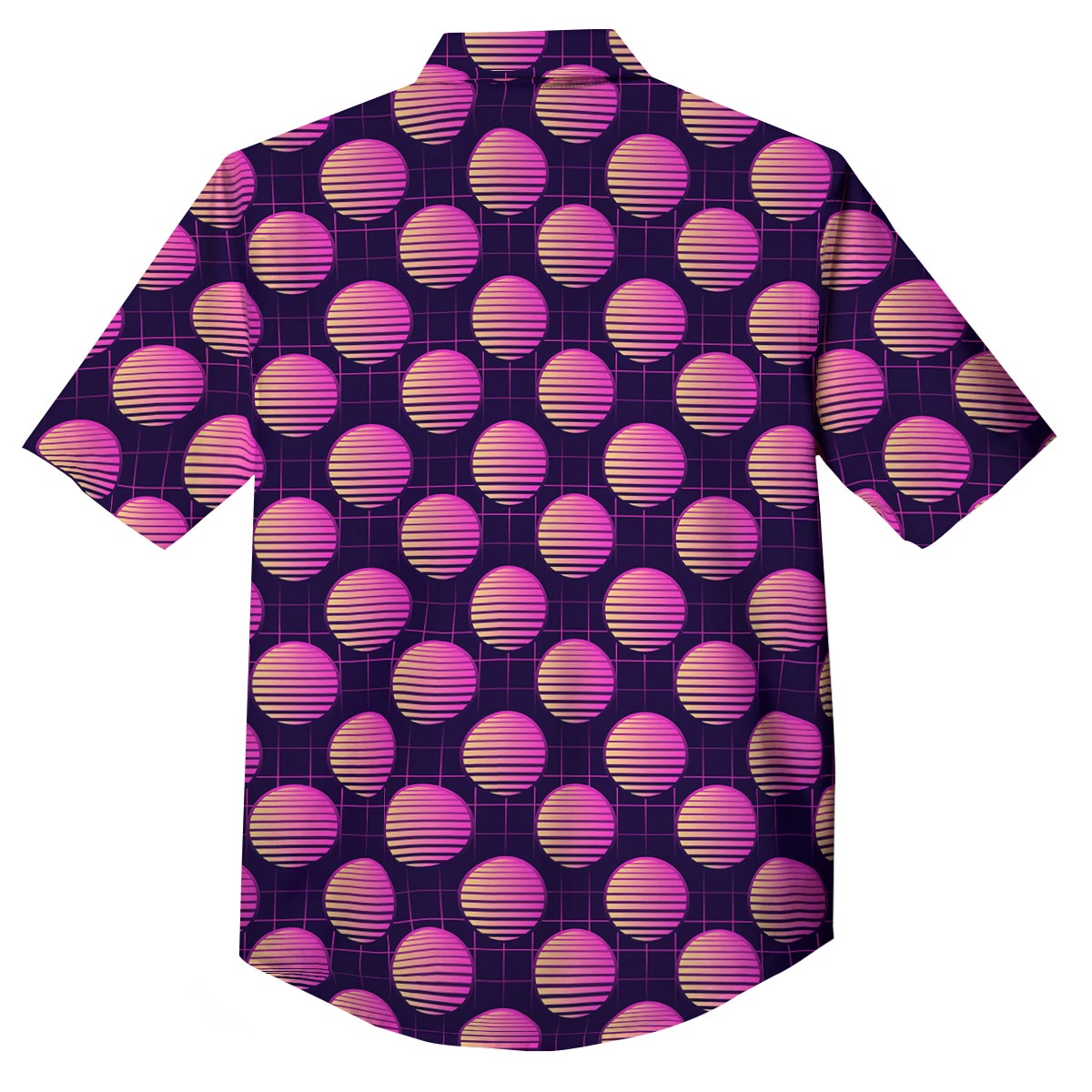 Sunset Retrowave Print Pattern Button Up Shirt-grizzshop