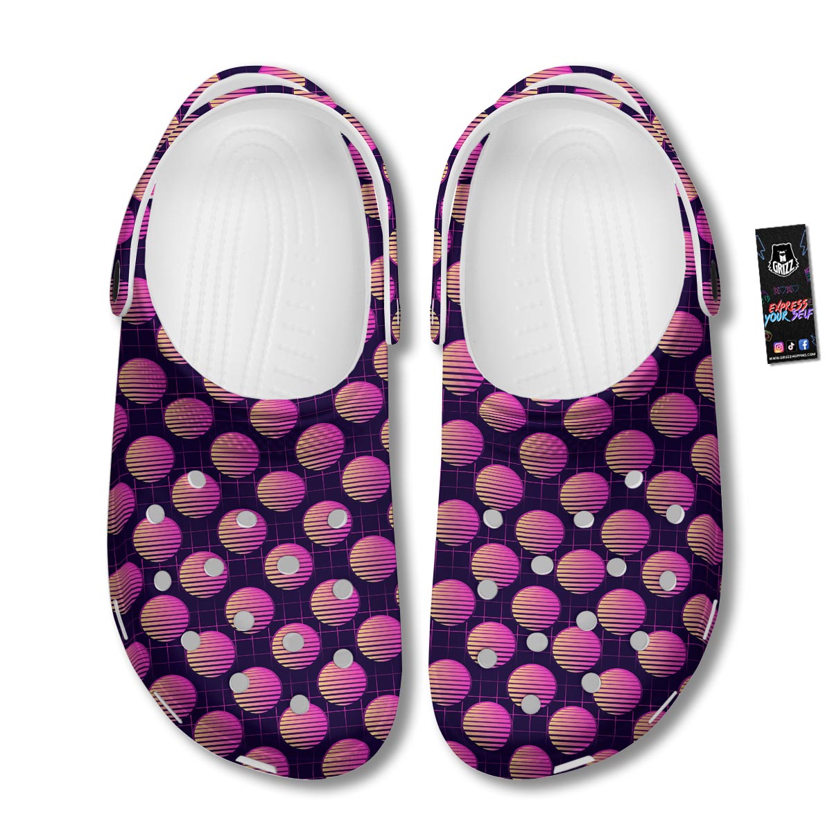 Sunset Retrowave Print Pattern Clog-grizzshop