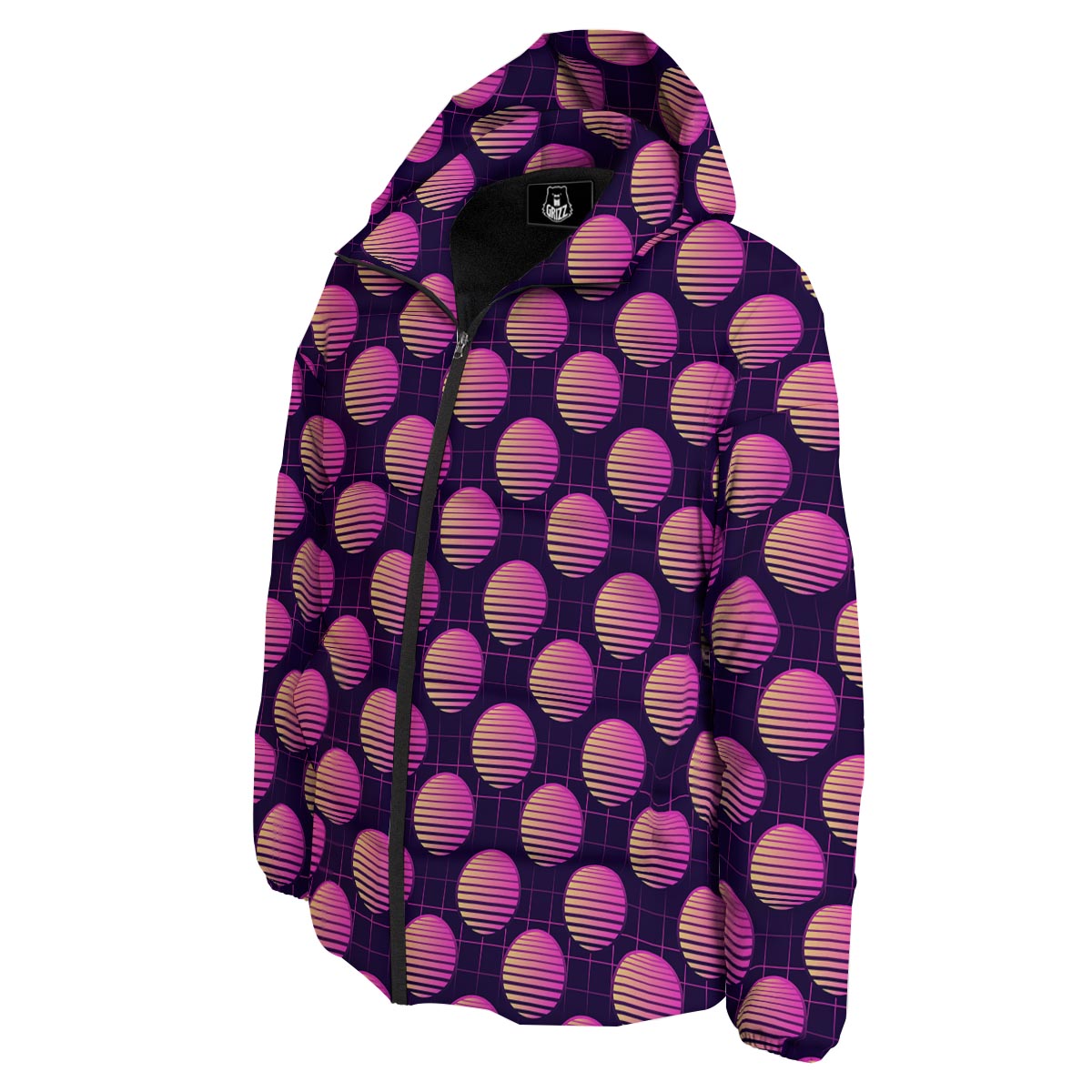 Sunset Retrowave Print Pattern Down Jacket-grizzshop