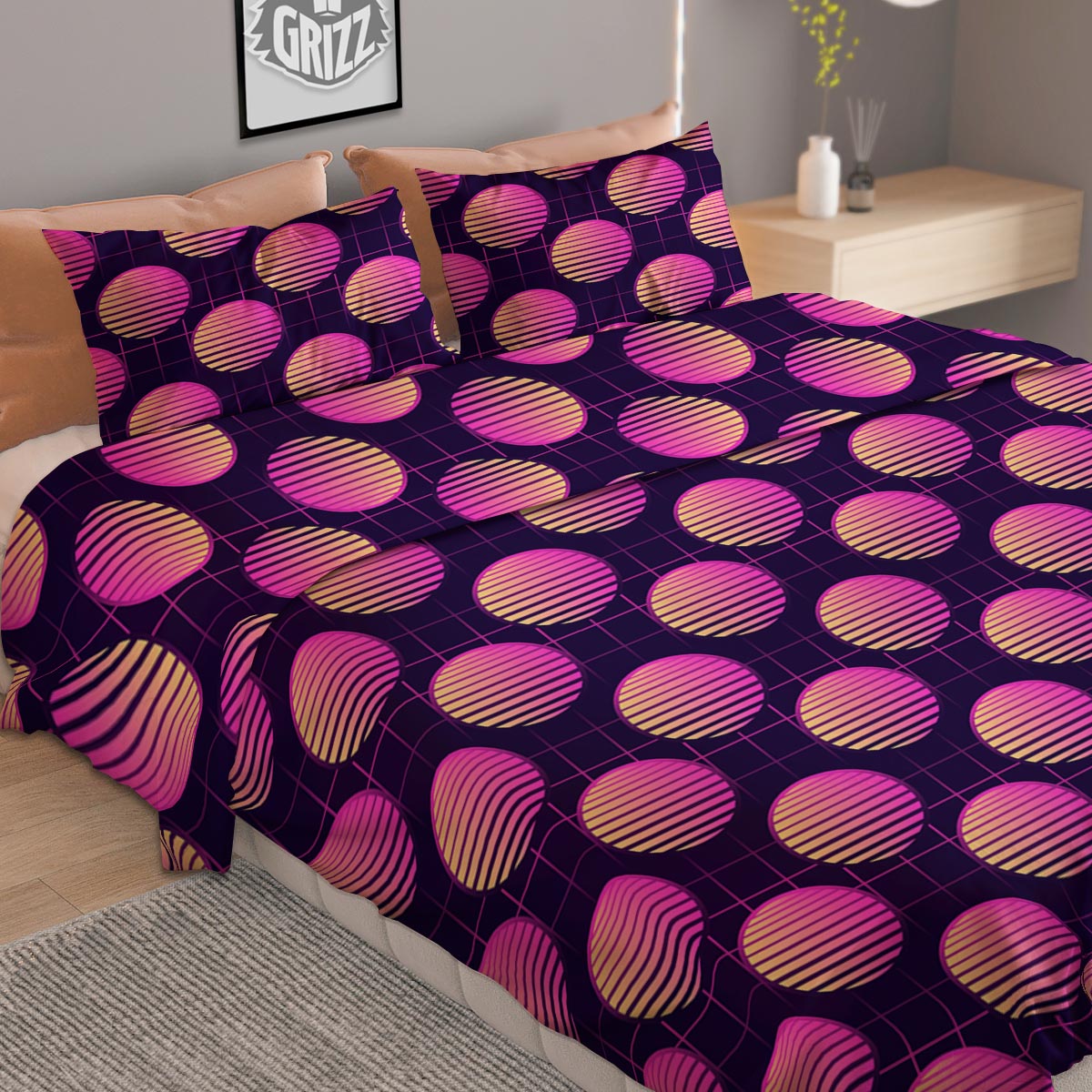 Teal Marble Print Pattern Duvet Cover Bedding Set