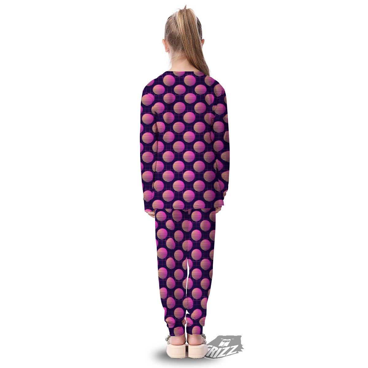 Sunset Retrowave Print Pattern Kid's Pajamas-grizzshop