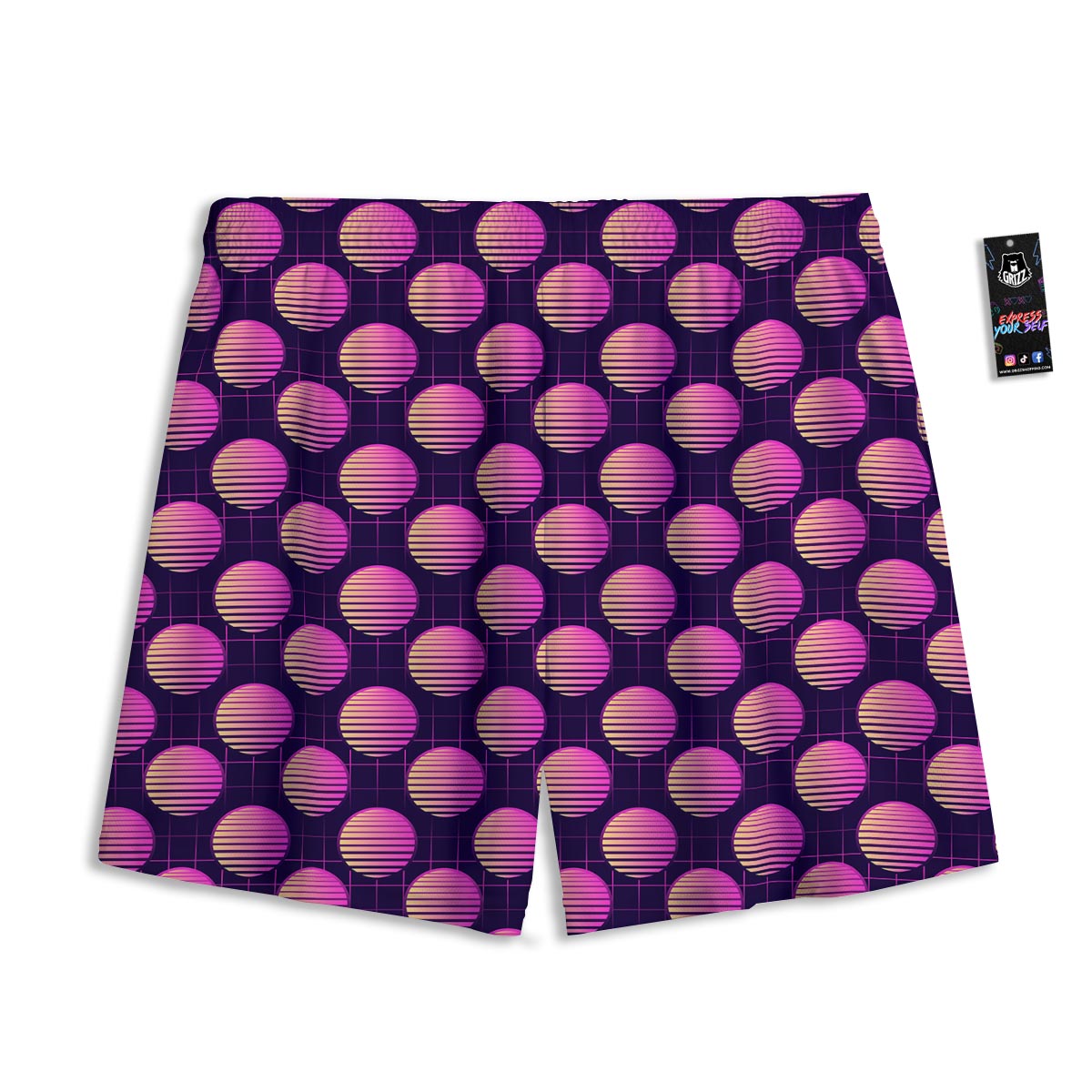 Sunset Retrowave Print Pattern Mesh Shorts