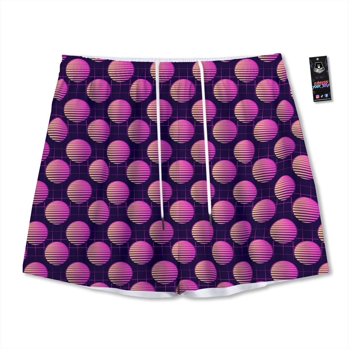 Sunset Retrowave Print Pattern Mesh Shorts-grizzshop