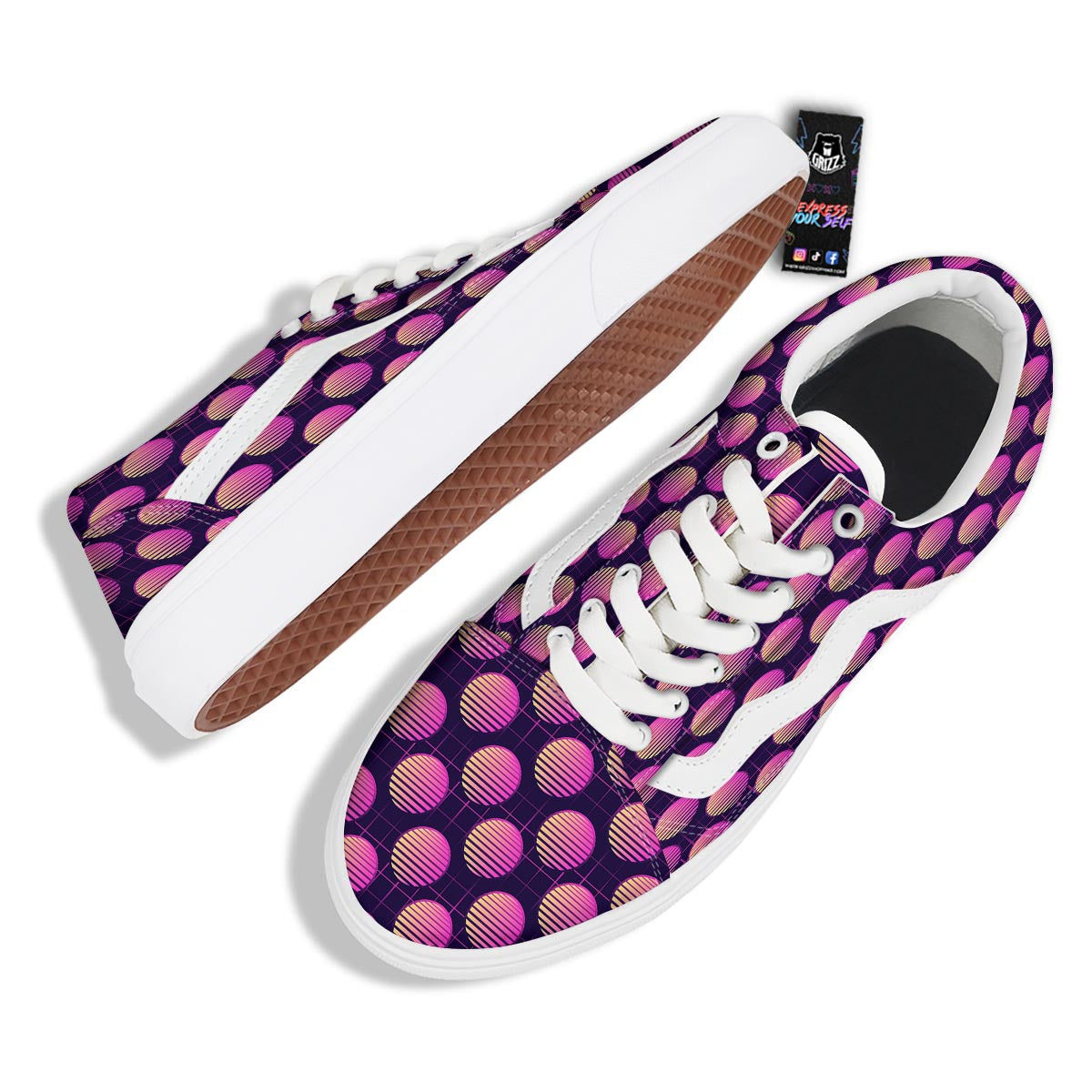 Sunset Retrowave Print Pattern Skate Shoes-grizzshop